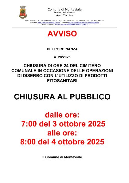 Chiusura al pubblico del cimitero