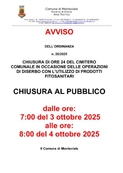 Avviso chiusura cimitero