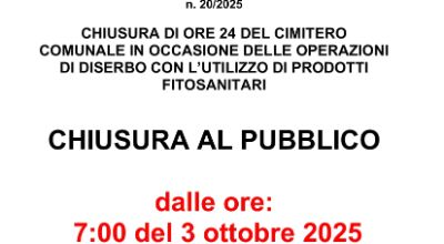 Avviso chiusura cimitero